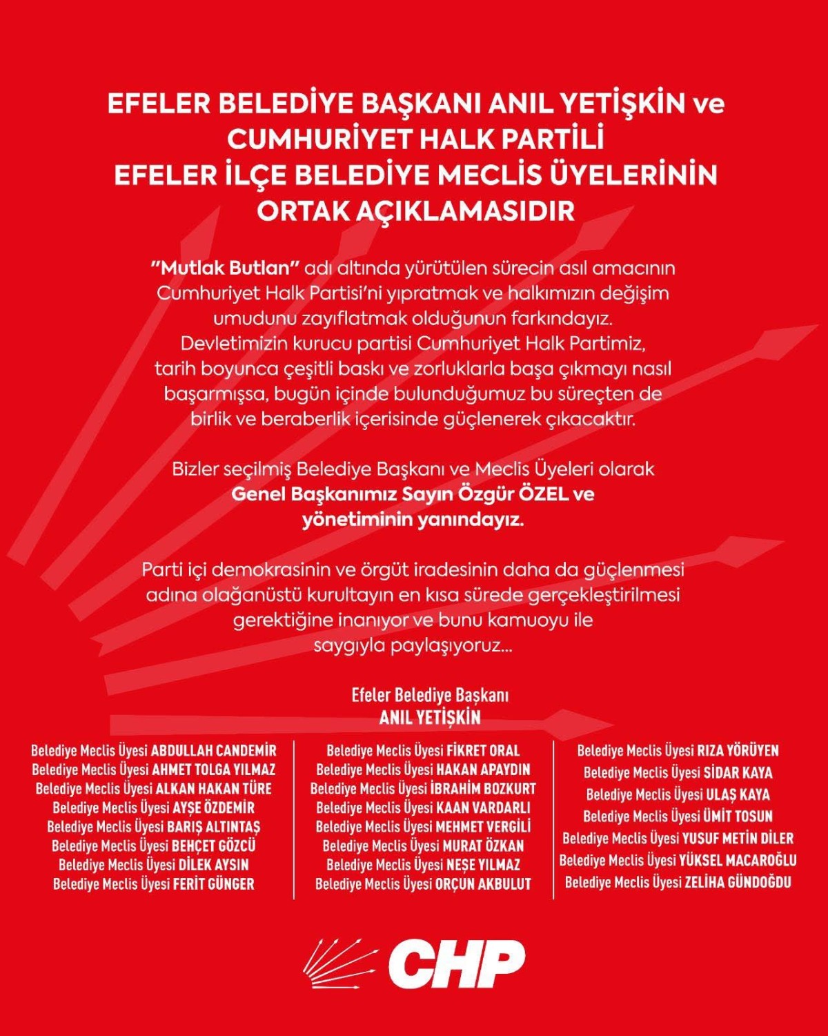 ANIL YETİŞKİN’DEN NET MESAJ: “CHP’NİN VE ÖZGÜR ÖZEL’İN YANINDAYIZ”