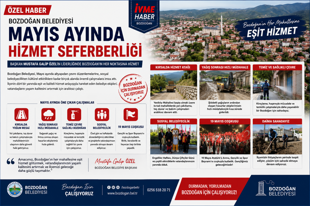 Başkan Mustafa Galip Özel’den Hizmet Seferberliği: Bozdoğan’da Mayıs Ayı Çalışmaları Takdir Topladı