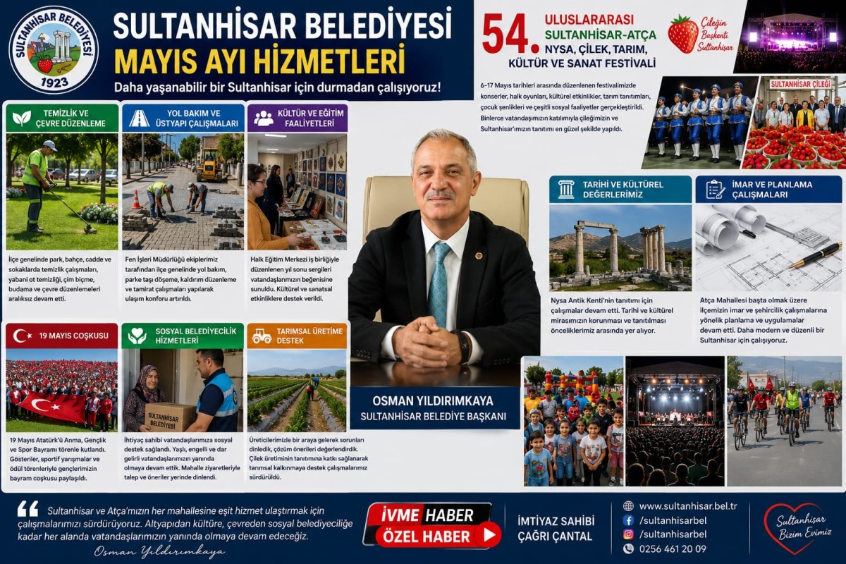 SULTANHİSAR'DA HİZMET ATAĞI Başkan Yıldırımkaya Öncülüğünde Mayıs Ayında Her Alanda Yoğun Çalışma