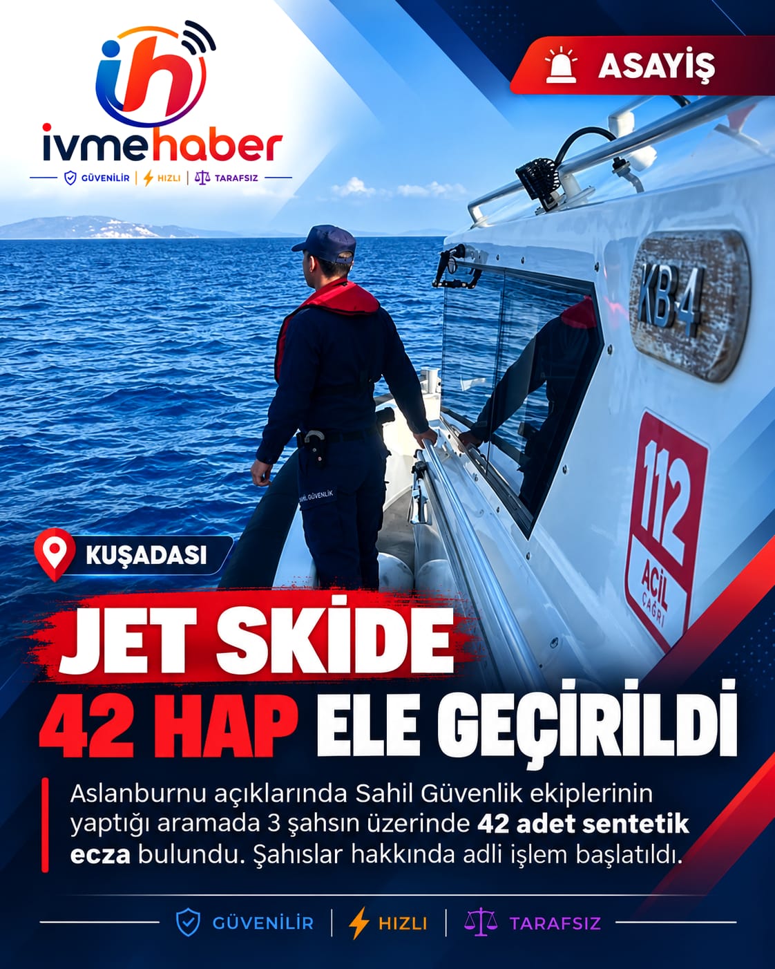 KUŞADASI’NDA DENİZİN ORTASINDA UYUŞTURUCU OPERASYONU! JET SKİDE 42 HAP ELE GEÇİRİLDİ