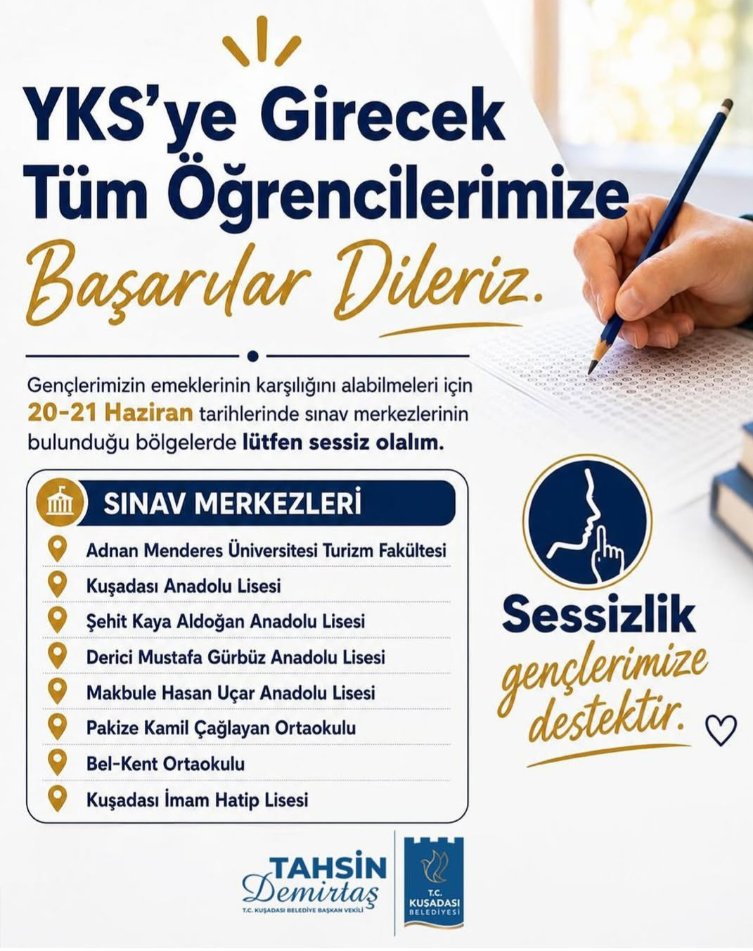 YKS Öncesi Kuşadası’ndan Sessizlik Çağrısı