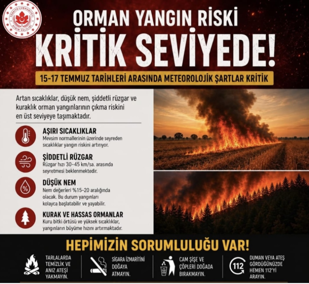 AYDIN İl EMNİYET MÜDÜRLÜĞÜ’NDEN KRİTİK YANGIN UYARISI