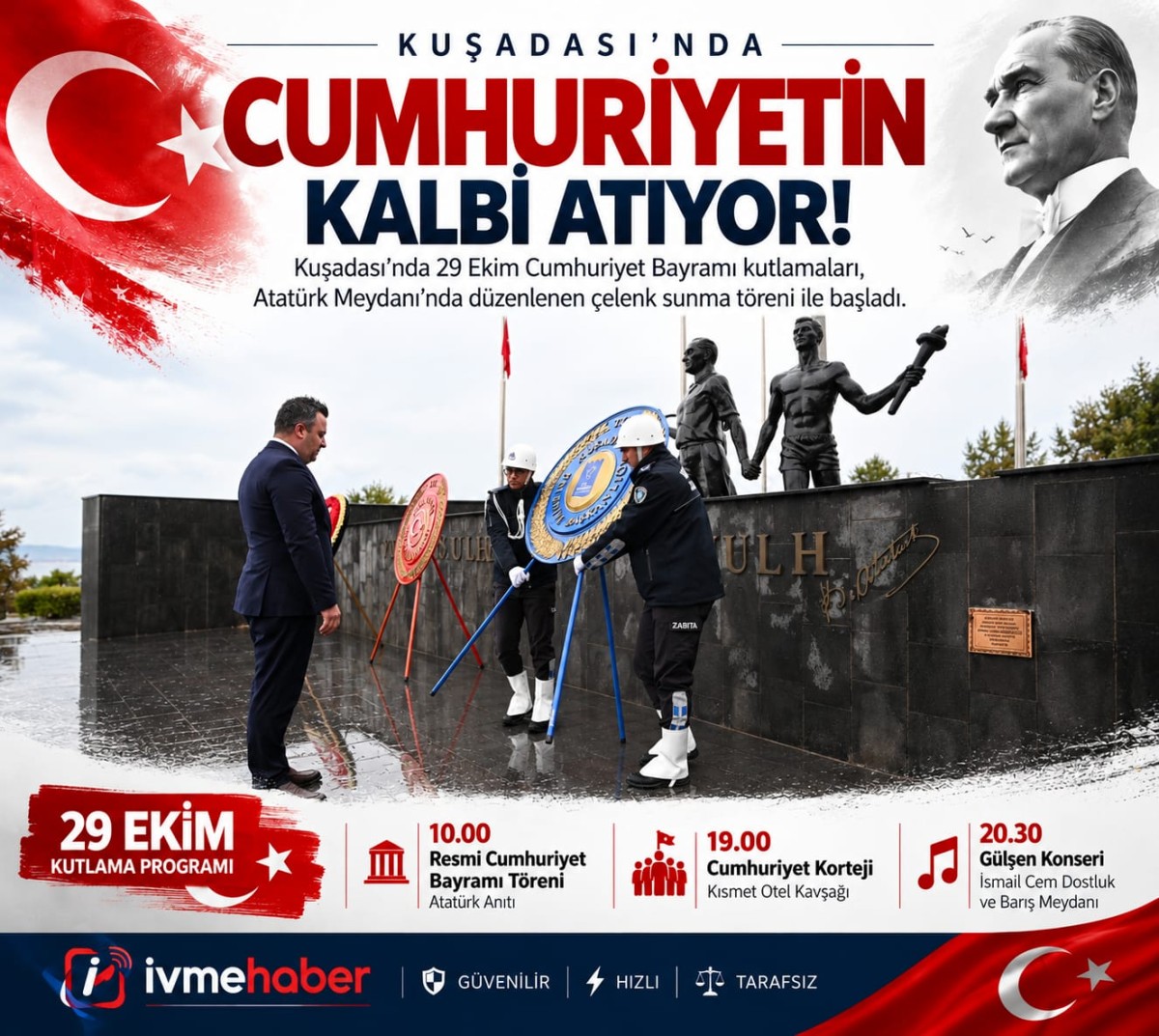 KUŞADASI’NDA CUMHURİYETİN KALBİ ATIYOR! 103 YILLIK GURUR, ATATÜRK’ÜN HUZURUNDA BAŞLADI